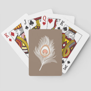 Weiße Pfauenfeder auf Taupe Tan Spielkarten