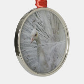 Weiße Pfauenschmuck Silbernes Ornament (Rechts)