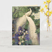 Weiße Pfaus und Blumen Karte (Gelbe Blume)