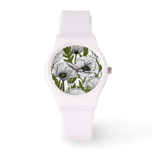 Weiße Pfeffer auf Weiß Armbanduhr (Vorderseite)