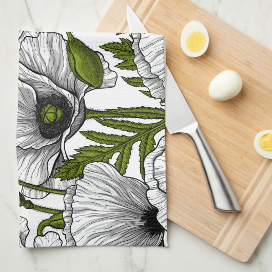 Weiße Pfeffer auf Weiß Geschirrtuch (Viertel Falte)