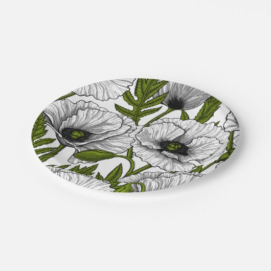 Weiße Pfeffer auf Weiß Pappteller (Schrägansicht)