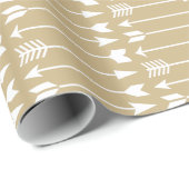 Weiße Pfeile auf klassischem kakifarbigem Geschenkpapier (Rolleneckpunkt)