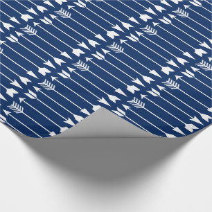 Weiße Pfeile auf Marine-Blau Geschenkpapier