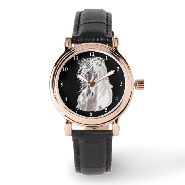 Weiße Pferde - Farben auswählen Armbanduhr (Vorderseite)
