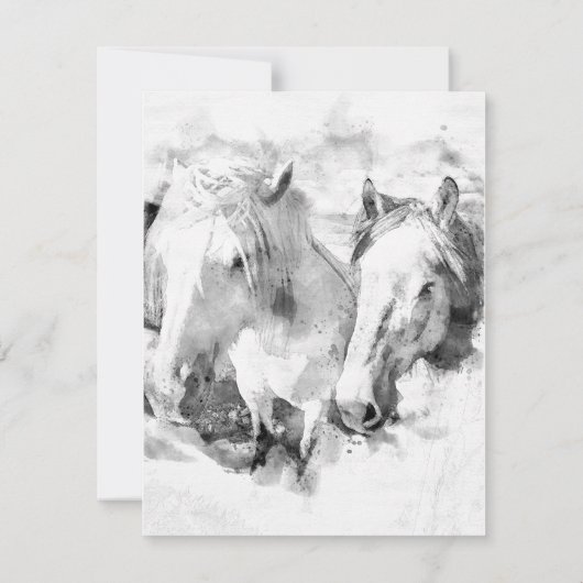 Weiße Pferde Feier der Lebenskarte Einladung (Rückseite)