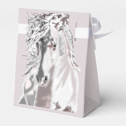 Weiße Pferde Gunst oder Geschenkboxen Geschenkschachtel (Rückseite)