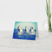 Weiße Pferde im Ozean Dankeskarte (Vorderseite)