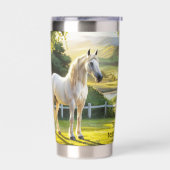 Weiße Pferde Landschaft gestrichen Pferde Thermobecher (Links)