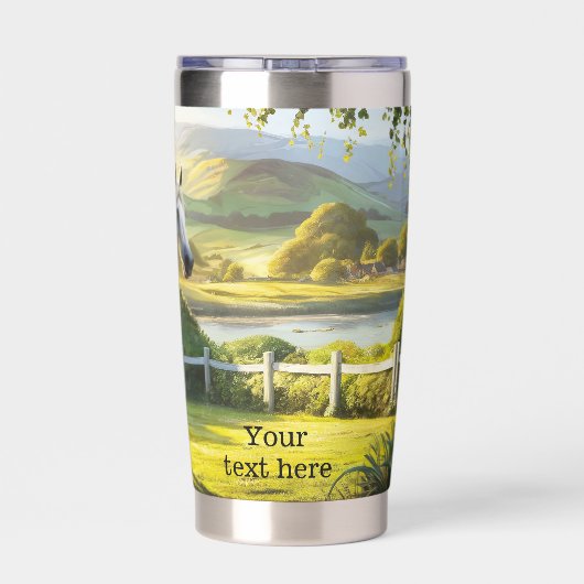 Weiße Pferde Landschaft gestrichen Pferde Thermobecher (Rückseite)