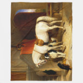 WEISSE PFERDE MIT HUNDEN UND FALKEN IN STABILER FLEECEDECKE (Vorderseite)