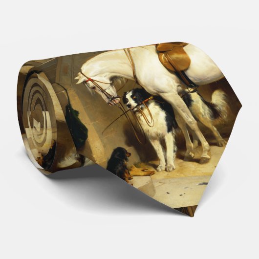 WEISSE PFERDE MIT HUNDEN UND FALKEN IN STABILER KRAWATTE (Gerollt)