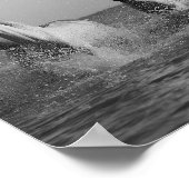 Weiße Pferde, Ozeanfotografie, Schwarzweiß Poster (Ecke)
