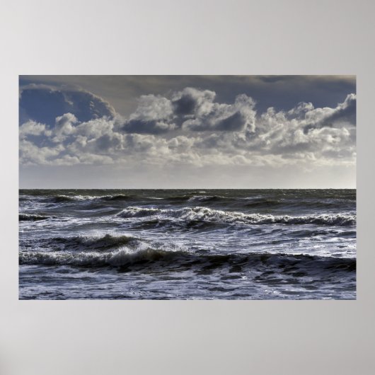 Weiße Pferde: Seescape Poster (Vorne)