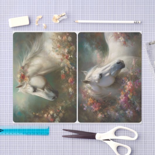 Weiße Pferde Seidenpapier (Handwerk)