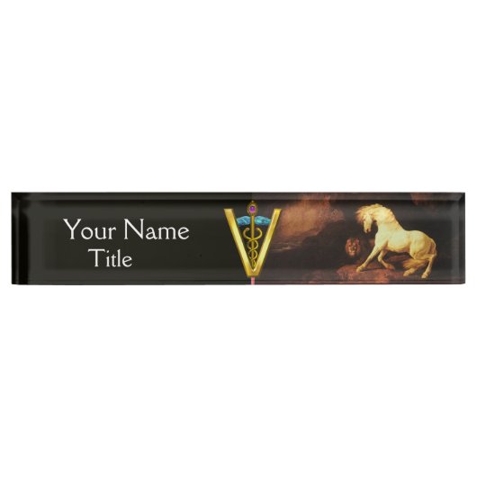 WEISSE PFERDE UND LIEBE / CADUCEUS VETERINÄRER SYM NAMENSPLAKETTE (Vorderseite)