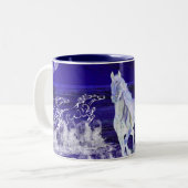 Weiße Pferde Zweifarbige Tasse (Vorderseite Links)
