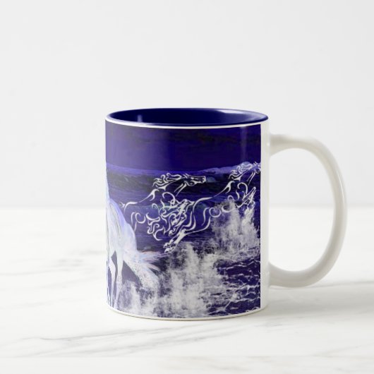 Weiße Pferde Zweifarbige Tasse (Rechts)