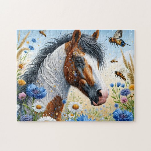 Weiße Pferdeblumen Puzzle (Horizontal)