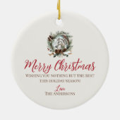 Weiße Pferdegräber Weihnachtspineconkranz Keramik Ornament (Hinten)