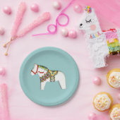 Weiße Pferdeplatte Pappteller (Party)