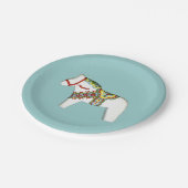 Weiße Pferdeplatte Pappteller (Schrägansicht)