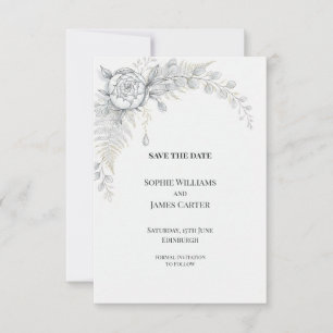 Weiße Pfingstrosen-Farn-Hochzeit - Termin vormerke Save The Date