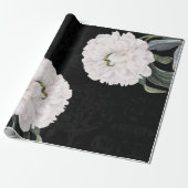 weiße Pfingstrosenschwarzspitze Geschenkpapier (Ungerollt)