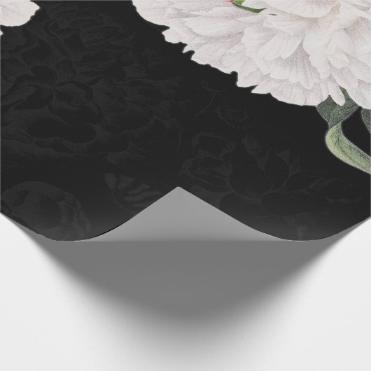 weiße Pfingstrosenschwarzspitze Geschenkpapier (Ecke)