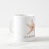 Weiße Pfirsich-Seestern besser am Strand Kaffeetasse (Vorderseite Links)