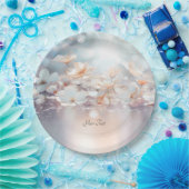 Weiße Pfirsichblattplatte Pappteller (Party)