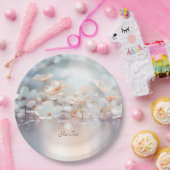 Weiße Pfirsichblattplatte Pappteller (Party)