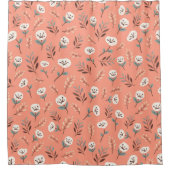 Weiße Pflaumen auf dem fett roten Duschvorhang (Vorderseite)