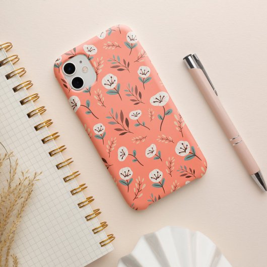 Weiße Pflaumen auf fett rotem Fall Case-Mate iPhone Hülle