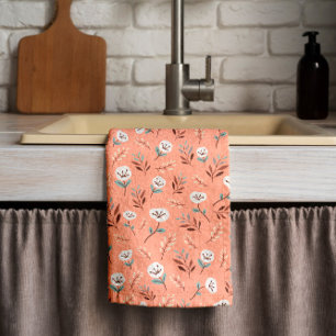 Weiße Pflaumen auf Red Kitchen Handtuch