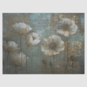 Weiße Pflaumen mit Aquamariner Decoupage Seidenpapier (Vorderseite)