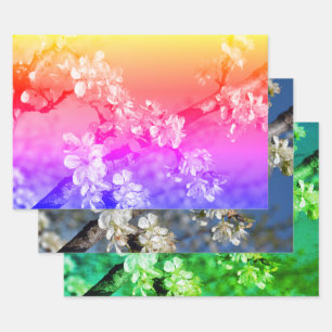 Weiße Pflaumenblüten im Frühling Geschenkpapier Set
