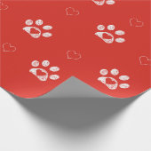 Weiße Pfoten mit rotem Hintergrund Geschenkpapier (Ecke)