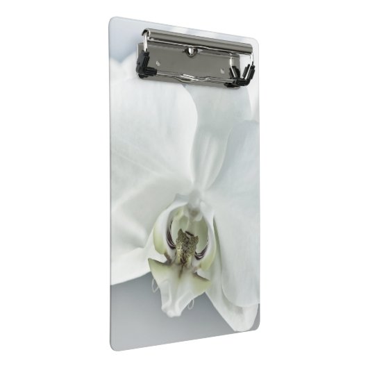 Weiße Phaleonopsis Orchid Mini Klemmbrett (Schrägansicht)