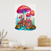 Weiße Pilze vor Hintergrund Wand Poster (Küche)