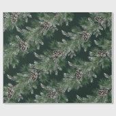 Weiße Pine Cones Silver Spruce Tree Garland Grün Geschenkpapier (Flach)