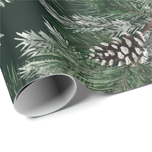 Weiße Pine Cones Silver Spruce Tree Garland Grün Geschenkpapier (Rolleneckpunkt)