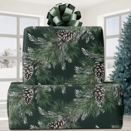 Weiße Pine Cones Silver Spruce Tree Garland Grün Geschenkpapier