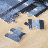 Weiße Pines in blauem Licht. Puzzle (Seite)