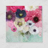 WEISSE PINKROSEN UND ANEMONBLUME QUADRATISCHE VISITENKARTE (Rückseite)