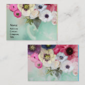 WEISSE PINKROSEN UND ANEMONBLUME VISITENKARTE (Vorne/Hinten)