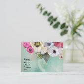 WEISSE PINKROSEN UND ANEMONBLUME VISITENKARTE (Stehend Vorderseite)