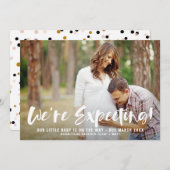 Weiße Pinselschrift Foto Schwangerschaft Ankündigu Ankündigung (Vorne/Hinten)