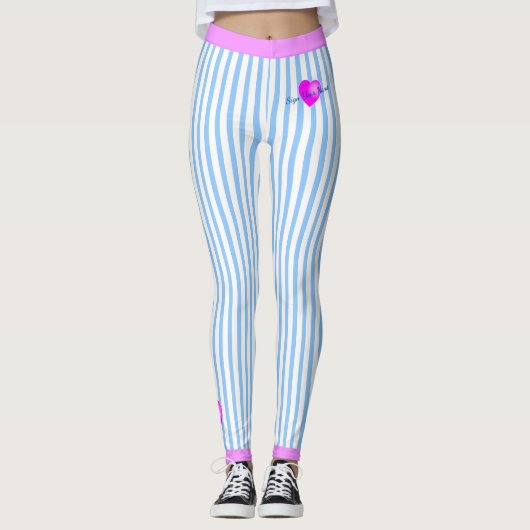 Weiße Pinstripes mit Namensschild Herzstück auf BL Leggings (Vorderseite)