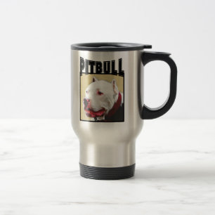 Weiße Pitbull Reise-Tasse Reisebecher
